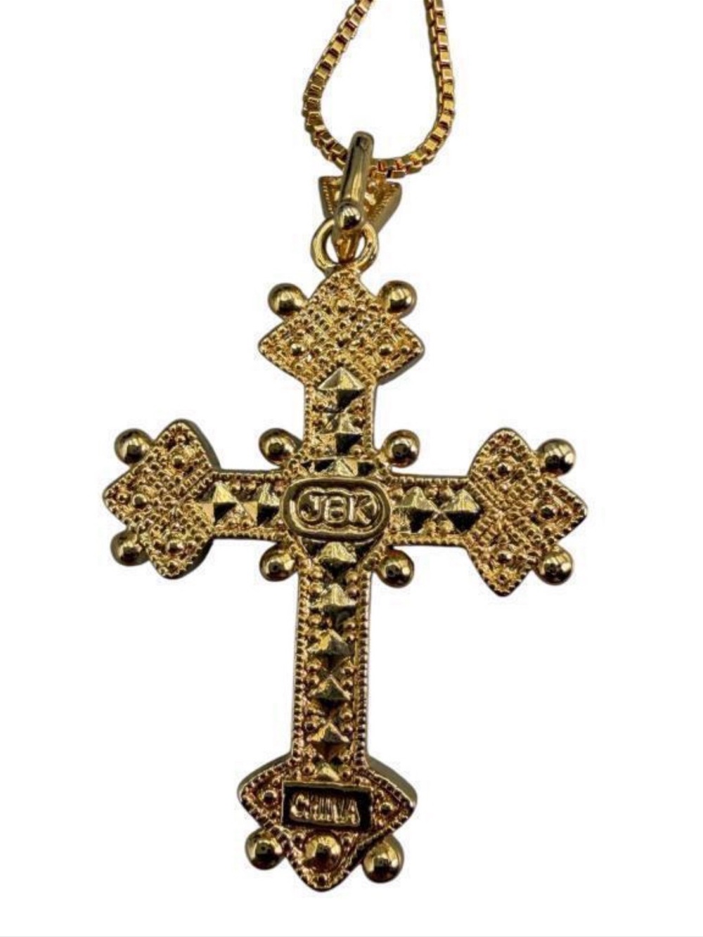 Vintage Camrose & Kross Jacqueline B. Kennedy (JBK)gold tone reproduction cross - Picture 3 of 5